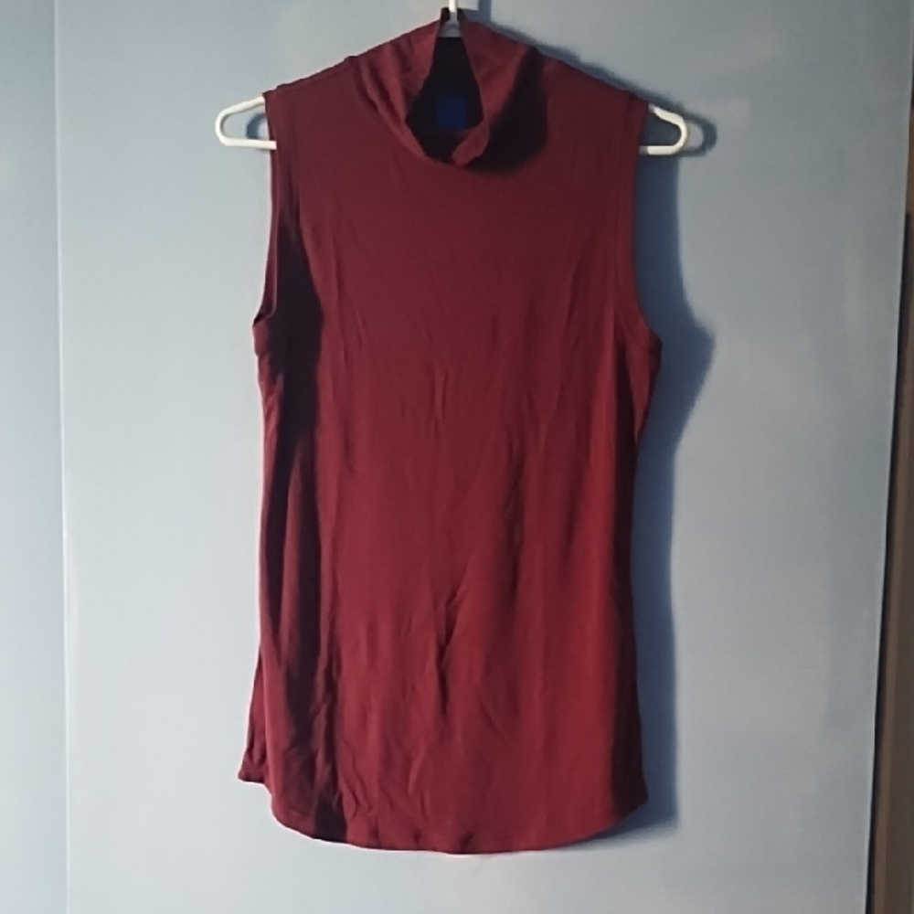 Kit & Ace Burgundy Mock Neck Sleeveless Top L